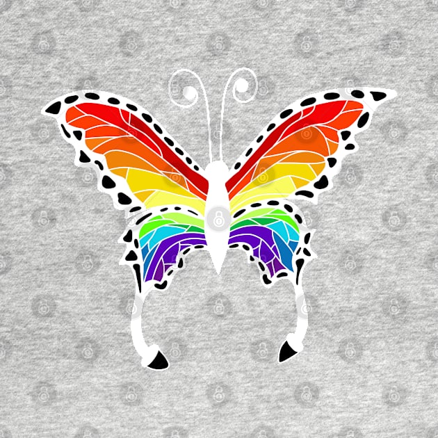 White Winged Rainbow Stained-Glass Style Butterfly by yellowkats